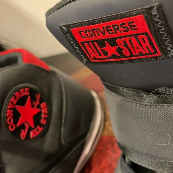 Converse Black High-Top Sneakers with Red Accents - Picture 2 of 14
